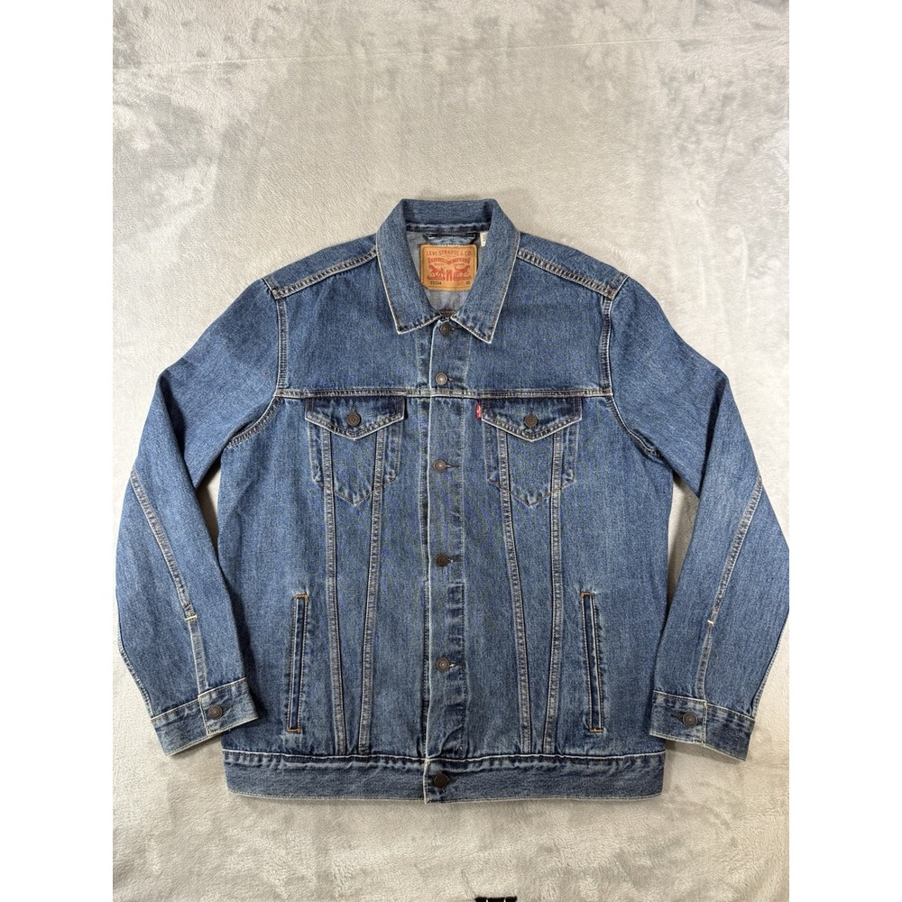 Levis Trucker Jacket Mens XL Blue Denim Button Front 72334